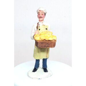Vintage Rare  Lemax Baker With Basket Of Bread Figurine Home Décor Shelf Sitter